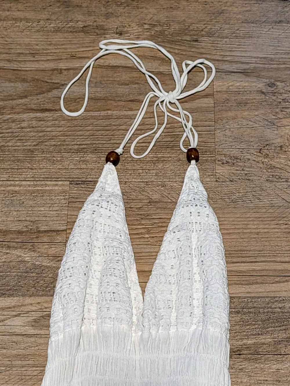 White Halter Maxi Dress with Crochet Detail - Picture 2 of 3
